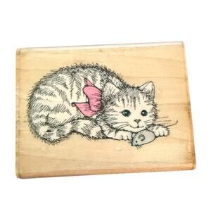Hero Arts Vintage 1990 D 420 Kitty Cat And Mouse Rubber Stamp